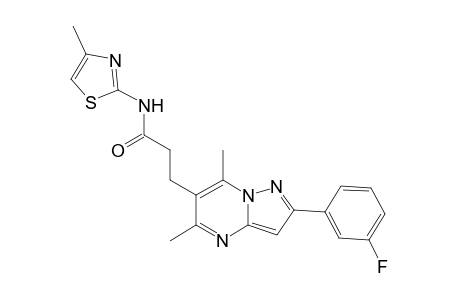Pyrazolo[1,5-a]pyrimidine-6-propanamide, 2-(3-fluorophenyl)-5,7-dimethyl-N-(4-methyl-2-thiazolyl)-