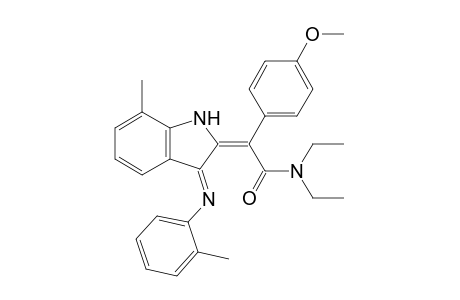 2-[N,N-Diethyl-1'-carbamoyl-1'-(4"'-methoxyphenyl)methylidene]-7-methyl-3-(2"-tolyl)imino-1H-indole