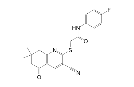 2-[(3-cyano-7,7-dimethyl-5-oxo-5,6,7,8-tetrahydro-2-quinolinyl)sulfanyl]-N-(4-fluorophenyl)acetamide