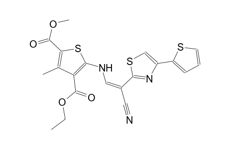 4-ethyl 2-methyl 5-({(Z)-2-cyano-2-[4-(2-thienyl)-1,3-thiazol-2-yl]ethenyl}amino)-3-methyl-2,4-thiophenedicarboxylate
