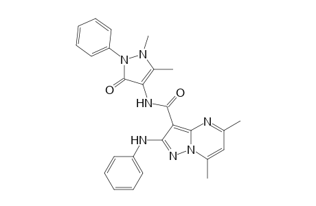 2-Anilino-N-(1,5-dimethyl-3-oxo-2-phenyl-2,3-dihydro-1H-pyrazol-4-yl)-5,7-dimethylpyrazolo[1,5-a]pyrimidine-3-carboxamide