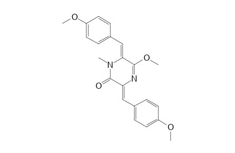 NOCAZINE_A;(3-Z,6-Z)-5-METHOXY-3,6-BIS-(4-METHOXYBENZYLIDENE)-1-METHYL-1,6-DIHYDROPYRAZIN-2-(3-H)-ONE