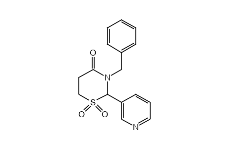 3-benzyl-2-(3-pyridyl)tetrahydro-4H-1,3-thiazin-4-one, 1,1-dioxide