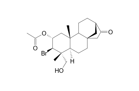 17-Norkauran-16-one, 2-(acetyloxy)-3-bromo-18-hydroxy-, (2.alpha.,3.beta.,4.alpha.)-