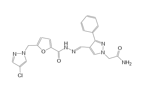 2-{4-[(E)-({5-[(4-chloro-1H-pyrazol-1-yl)methyl]-2-furoyl}hydrazono)methyl]-3-phenyl-1H-pyrazol-1-yl}acetamide