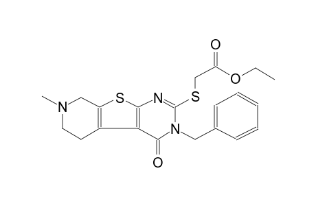 acetic acid, [[3,4,5,6,7,8-hexahydro-7-methyl-4-oxo-3-(phenylmethyl)pyrido[4',3':4,5]thieno[2,3-d]pyrimidin-2-yl]thio]-, ethyl ester