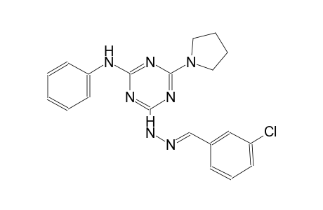 benzaldehyde, 3-chloro-, [4-(phenylamino)-6-(1-pyrrolidinyl)-1,3,5-triazin-2-yl]hydrazone