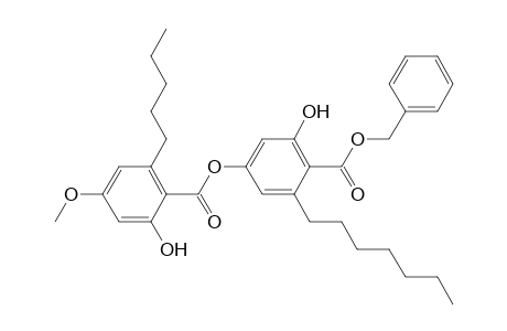 Benzoic acid, 2-heptyl-6-hydroxy-4-[(2-hydroxy-4-methoxy-6-pentylbenzoyl)oxy]-, phenylmethyl ester