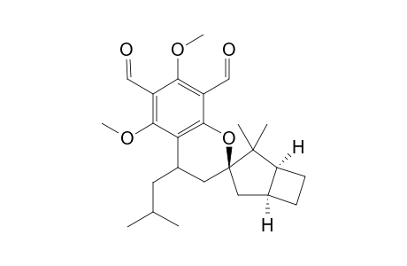 (+,-)-[1'.alpha.,3'.beta.,3'(R*),5'.alpha.]-6,8-diformyl-3,4-dihydro-5,7-dimethoxy-2',2'-dimethyl-4-(2-methylpropyl)spiro[2H-1-benzopyran-2,3'-bicyclo[3.2.0]heptane]