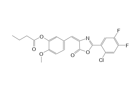 5-[(E)-(2-(2-chloro-4,5-difluorophenyl)-5-oxo-1,3-oxazol-4(5H)-ylidene)methyl]-2-methoxyphenyl butyrate