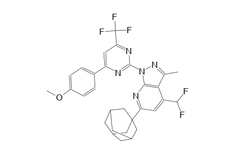 1H-pyrazolo[3,4-b]pyridine, 4-(difluoromethyl)-1-[4-(4-methoxyphenyl)-6-(trifluoromethyl)-2-pyrimidinyl]-3-methyl-6-tricyclo[3.3.1.1~3,7~]dec-1-yl-