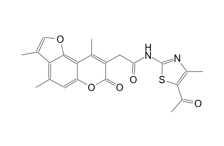 7H-furo[2,3-f][1]benzopyran-8-acetamide, N-(5-acetyl-4-methyl-2-thiazolyl)-3,4,9-trimethyl-7-oxo-