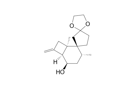 rel-(1R,2S,3R,5R,6S)-5-hydroxy-1,3-dimethyl-7-methylenespiro[bicyclo[4.2.0]octane-2,1'-cyclopentan]-3'-one ethylene acetal