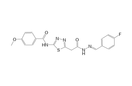 N-(5-{2-[(2E)-2-(4-fluorobenzylidene)hydrazino]-2-oxoethyl}-1,3,4-thiadiazol-2-yl)-4-methoxybenzamide