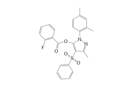 1-(2,4-dimethylphenyl)-3-methyl-4-(phenylsulfonyl)-1H-pyrazol-5-yl 2-fluorobenzoate