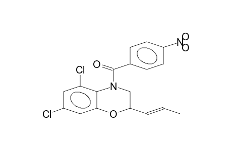 2H-1,4-BENZOXAZINE, 5,7-DICHLORO-3,4-DIHYDRO-4-(4-NITROBENZOYL)-2-(1-PROPENYL)-