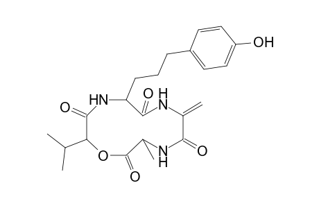 9-[3-(4-hydroxyphenyl)propyl]-12-isopropyl-3-methyl-6-methylene-1-oxa-4,7,10-triazacyclododecane-2,5,8,11-diquinone
