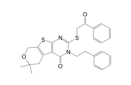 6,6-dimethyl-2-[(2-oxo-2-phenylethyl)sulfanyl]-3-(2-phenylethyl)-3,5,6,8-tetrahydro-4H-pyrano[4',3':4,5]thieno[2,3-d]pyrimidin-4-one