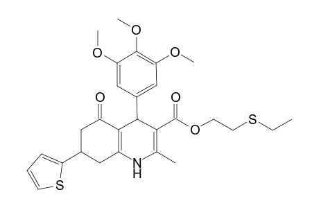 2-(ethylsulfanyl)ethyl 2-methyl-5-oxo-7-(2-thienyl)-4-(3,4,5-trimethoxyphenyl)-1,4,5,6,7,8-hexahydro-3-quinolinecarboxylate