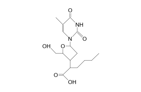 1-(2',3'-Dideoxy-3'-C-<1-carboxy-1(R)-pentyl>-B-D-erythro-pentofuranosyl)-thymine
