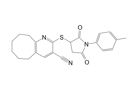2-{[1-(4-methylphenyl)-2,5-dioxo-3-pyrrolidinyl]sulfanyl}-5,6,7,8,9,10-hexahydrocycloocta[b]pyridine-3-carbonitrile