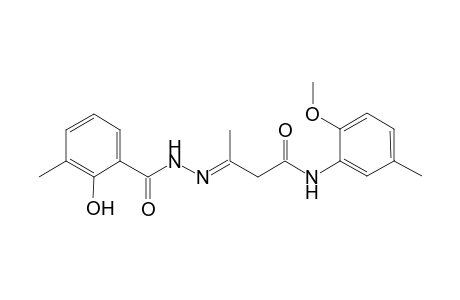 2-Hydroxy-N-[(E)-[3-(2-methoxy-5-methyl-anilino)-1-methyl-3-oxo-propylidene]amino]-3-methyl-benzamide