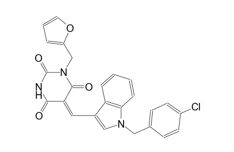 (5Z)-5-{[1-(4-chlorobenzyl)-1H-indol-3-yl]methylene}-1-(2-furylmethyl)-2,4,6(1H,3H,5H)-pyrimidinetrione