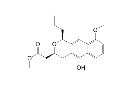 1H-Naphtho[2,3-c]pyran-3-acetic acid, 3,4-dihydro-5-hydroxy-9-methoxy-1-propyl-, methyl ester, cis-(.+-.)-