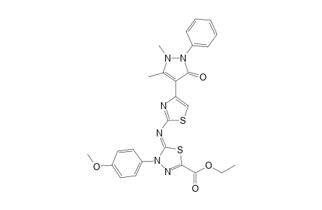 Ethyl 3-(4-anisoyl)-2-(4-(2,3-dimethyl-1-phenyl-5-oxo-pyrazol-4-yl)thiazol-2-ylimino)-1,3,4-thiadiazole-5-carboxylate