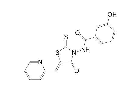 3-hydroxy-N-[(5Z)-4-oxo-5-(2-pyridinylmethylene)-2-thioxo-1,3-thiazolidin-3-yl]benzamide