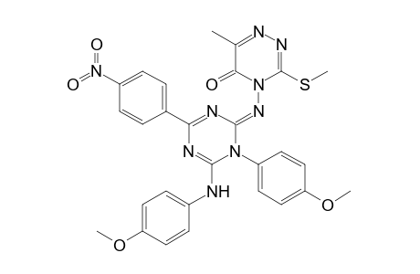 6-(4-Methoxyphenylamino)-2-(6-methyl-3-methylthio-5-oxo-4,5-dihydro-1,2,4-triazin-4-ylimino)-1-(4-methoxyphenyl)-4-(4-nitrophenyl)-1,2-dihydro-1,3,5-triazine