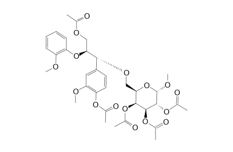 acetic acid [(2R,3S,4S,5R,6S)-4,5-diacetoxy-2-[[(1R,2S)-3-acetoxy-1-(4-acetoxy-3-methoxy-phenyl)-2-(2-methoxyphenoxy)propoxy]methyl]-6-methoxy-tetrahydropyran-3-yl] ester