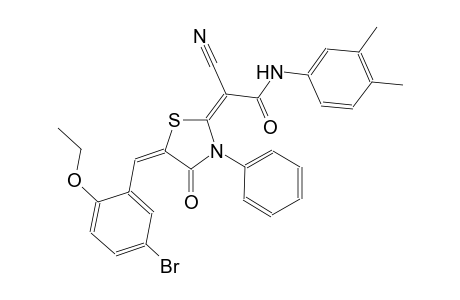 (2E)-2-[(5E)-5-(5-bromo-2-ethoxybenzylidene)-4-oxo-3-phenyl-1,3-thiazolidin-2-ylidene]-2-cyano-N-(3,4-dimethylphenyl)ethanamide