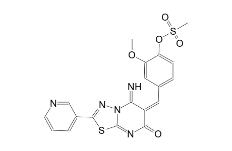 4-[(E)-(5-imino-7-oxo-2-(3-pyridinyl)-5H-[1,3,4]thiadiazolo[3,2-a]pyrimidin-6(7H)-ylidene)methyl]-2-methoxyphenyl methanesulfonate