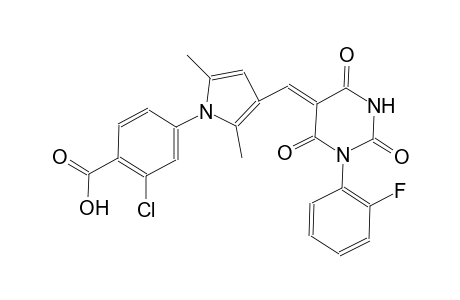 2-chloro-4-{3-[(Z)-(1-(2-fluorophenyl)-2,4,6-trioxotetrahydro-5(2H)-pyrimidinylidene)methyl]-2,5-dimethyl-1H-pyrrol-1-yl}benzoic acid