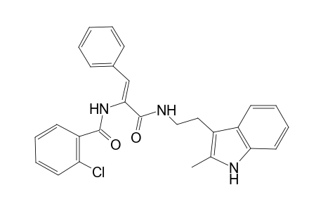 2-Chloranyl-N-[(Z)-3-[2-(2-methyl-1H-indol-3-yl)ethylamino]-3-oxidanylidene-1-phenyl-prop-1-en-2-yl]benzamide