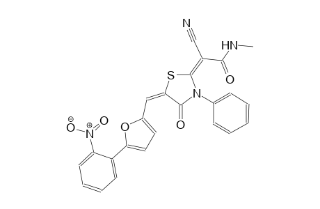 (2E)-2-cyano-N-methyl-2-((5E)-5-{[5-(2-nitrophenyl)-2-furyl]methylene}-4-oxo-3-phenyl-1,3-thiazolidin-2-ylidene)ethanamide