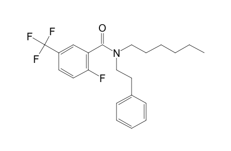 2-Fluoro-5-(trifluoromethyl)benzamide, N-(2-phenylethyl)-N-hexyl-