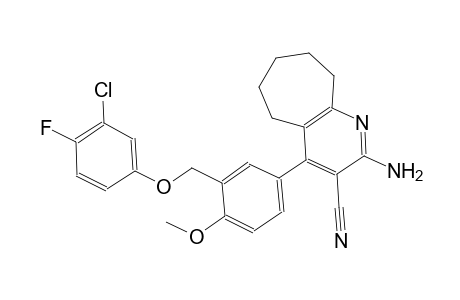 2-amino-4-{3-[(3-chloro-4-fluorophenoxy)methyl]-4-methoxyphenyl}-6,7,8,9-tetrahydro-5H-cyclohepta[b]pyridine-3-carbonitrile