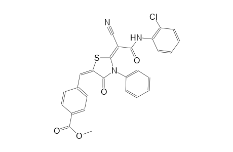 methyl 4-((E)-{(2E)-2-[2-(2-chloroanilino)-1-cyano-2-oxoethylidene]-4-oxo-3-phenyl-1,3-thiazolidin-5-ylidene}methyl)benzoate