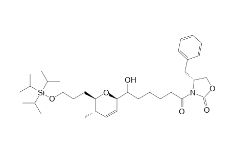 (4R)-Benzyl-3-((3S)-hydroxy-6-[(2R,5S,6R)-5-methyl-6-[3-(triisopropylsilyloxy)propyl]-5,6-dihydro-2H-pyran-2-yl]hexanoyl)oxazolidin-2-one