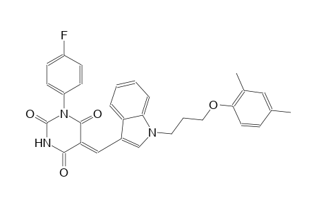 (5Z)-5-({1-[3-(2,4-dimethylphenoxy)propyl]-1H-indol-3-yl}methylene)-1-(4-fluorophenyl)-2,4,6(1H,3H,5H)-pyrimidinetrione