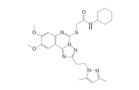 N-cyclohexyl-2-({2-[2-(3,5-dimethyl-1H-pyrazol-1-yl)ethyl]-8,9-dimethoxy[1,2,4]triazolo[1,5-c]quinazolin-5-yl}sulfanyl)acetamide