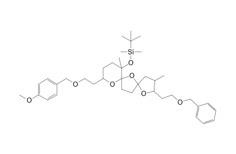 2-[2-(4-Methoxyphenylmethoxy)ethyl]-5,4"-dimethyl-5-(tert-butyldimethylsilyloxy)-5''-[2-benzyloxy)ethyl)]dispiro[tetrahydropyran-6,2'-tetrahydro-5',2"-tetrahydrofuran]