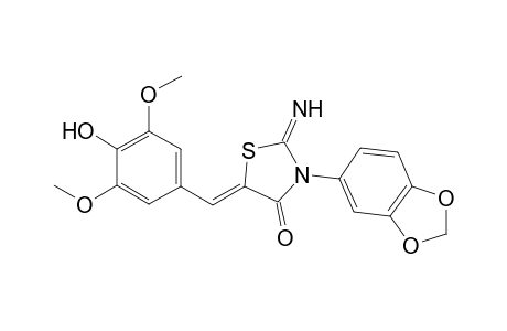 (5Z)-2-azanylidene-3-(1,3-benzodioxol-5-yl)-5-[(3,5-dimethoxy-4-oxidanyl-phenyl)methylidene]-1,3-thiazolidin-4-one