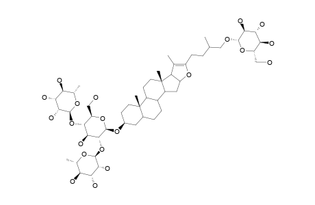 TRIBULOSAPONIN-A;26-O-BETA-D-GLUCOPYRANOSYL-(25S)-5-BETA-FUROST-20(22)-EN-3-BETA,26-DIOL-3-O-ALPHA-L-RHAMNOPYRANOSYL-(1->2)-[ALPHA-L-RHAMNOPYRANOSY