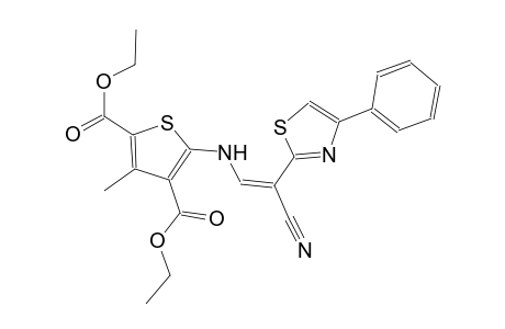 diethyl 5-{[(Z)-2-cyano-2-(4-phenyl-1,3-thiazol-2-yl)ethenyl]amino}-3-methyl-2,4-thiophenedicarboxylate
