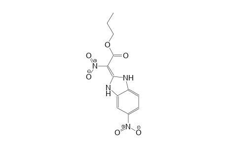 ethanoic acid, (1,3-dihydro-5-nitro-2H-benzimidazol-2-ylidene)nitro-, propyl ester, (2Z)-