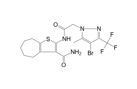 2-({[4-bromo-5-methyl-3-(trifluoromethyl)-1H-pyrazol-1-yl]acetyl}amino)-5,6,7,8-tetrahydro-4H-cyclohepta[b]thiophene-3-carboxamide