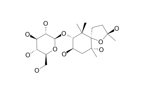 MELIONOSIDE-C;MINOR-ISOMER;(2R,3R,5R,6R,9R)-2,3,5,9-TETRAHYDROXY-MEGASTIGMAN-6,9-EPOXIDE-2-O-BETA-D-GLUCOPYRANOSIDE